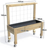 LARGE Raised Garden Bed with Trellis, Pot Shelf & Wheels Kit, 23cm — timber garden bed, dimensions labelled