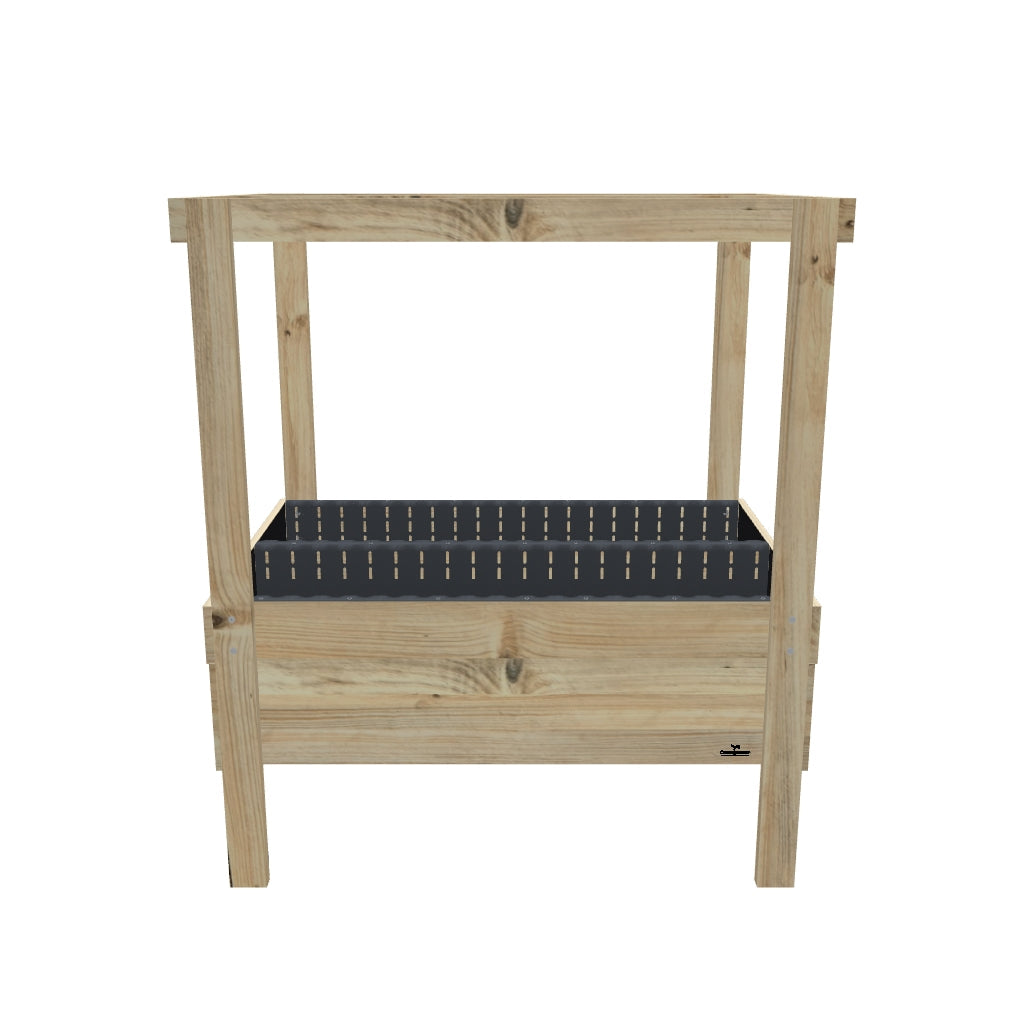 Grow Frame Raised Garden Bed, Wide 157 x 110, 80cm high, 41cm tub, 1.8 m timber frame, 3D model