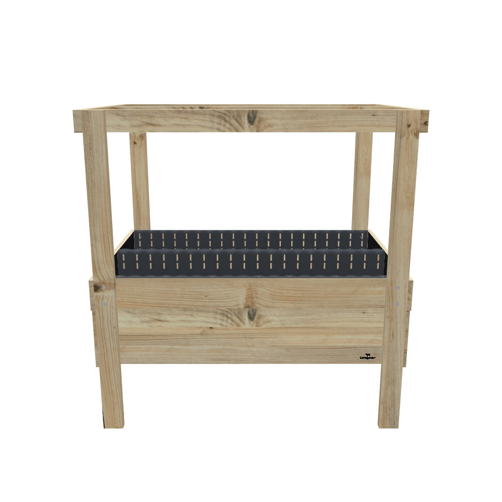 Grow Frame Raised Garden Bed Kit, Wide 157 x 110, 80cm high, 41cm tub, 1.6 m timber frame, 3D model