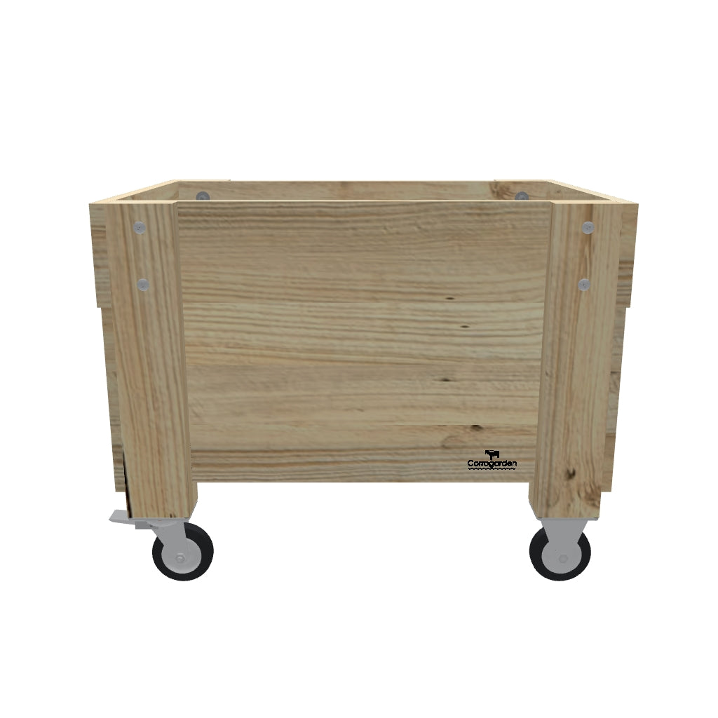 COMPACT Planter Box on Wheels/Castors, 33cm (Slatted Base) — portable timber planter box on castors — 3D model