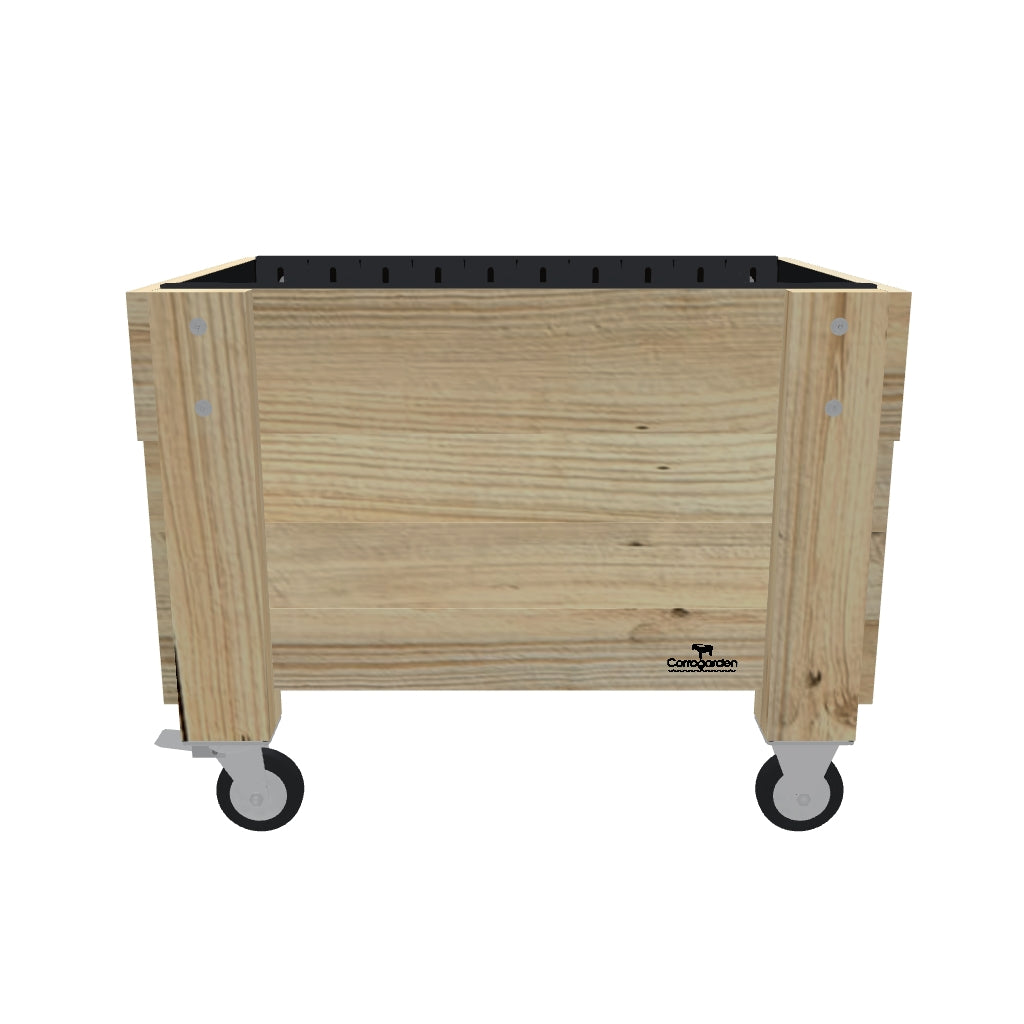 COMPACT Planter Box on Wheels/Castors, 41cm — portable timber planter box on castors — 3D model