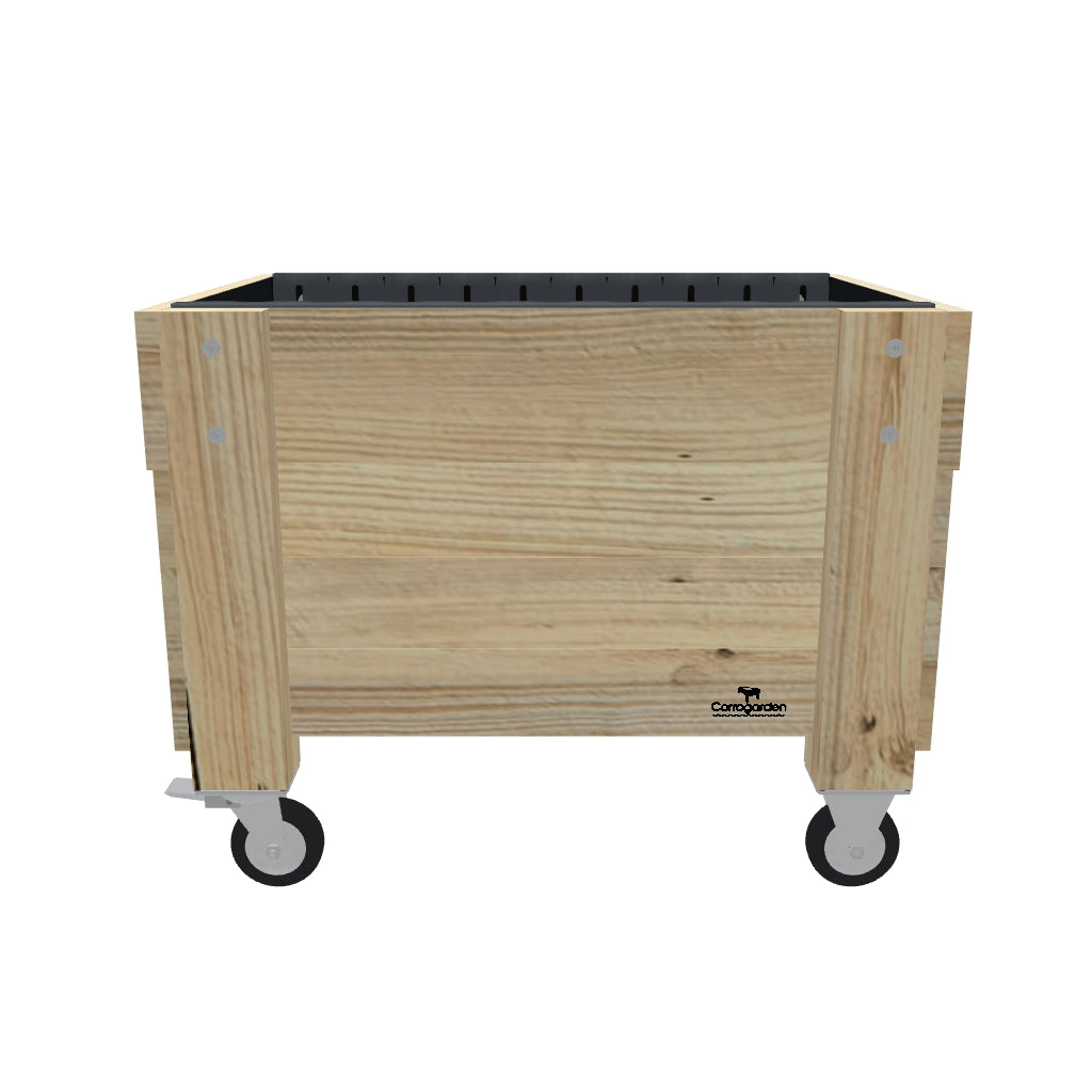 COMPACT Planter Box on Wheels/Castors, 41cm — portable timber planter box on castors — 3D model