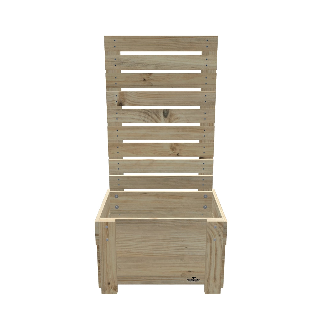 COMPACT Planter Box with Trellis & Pot Shelf, 33cm (Slatted Base) / Privacy Screen 1.6m — elevated timber planter box on legs — 3D model