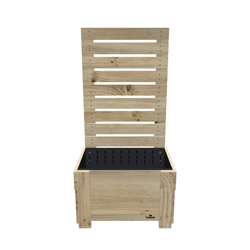 COMPACT Planter Box with Trellis & Pot Shelf, 41cm / Privacy Screen 1.6m — elevated timber planter box on legs — 3D model