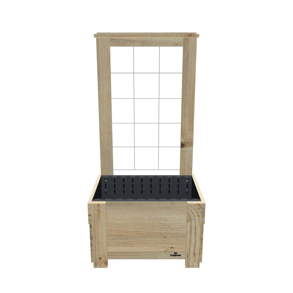 COMPACT Planter Box with Trellis & Pot Shelf Kit, 41cm — elevated timber planter box on legs — 3D model