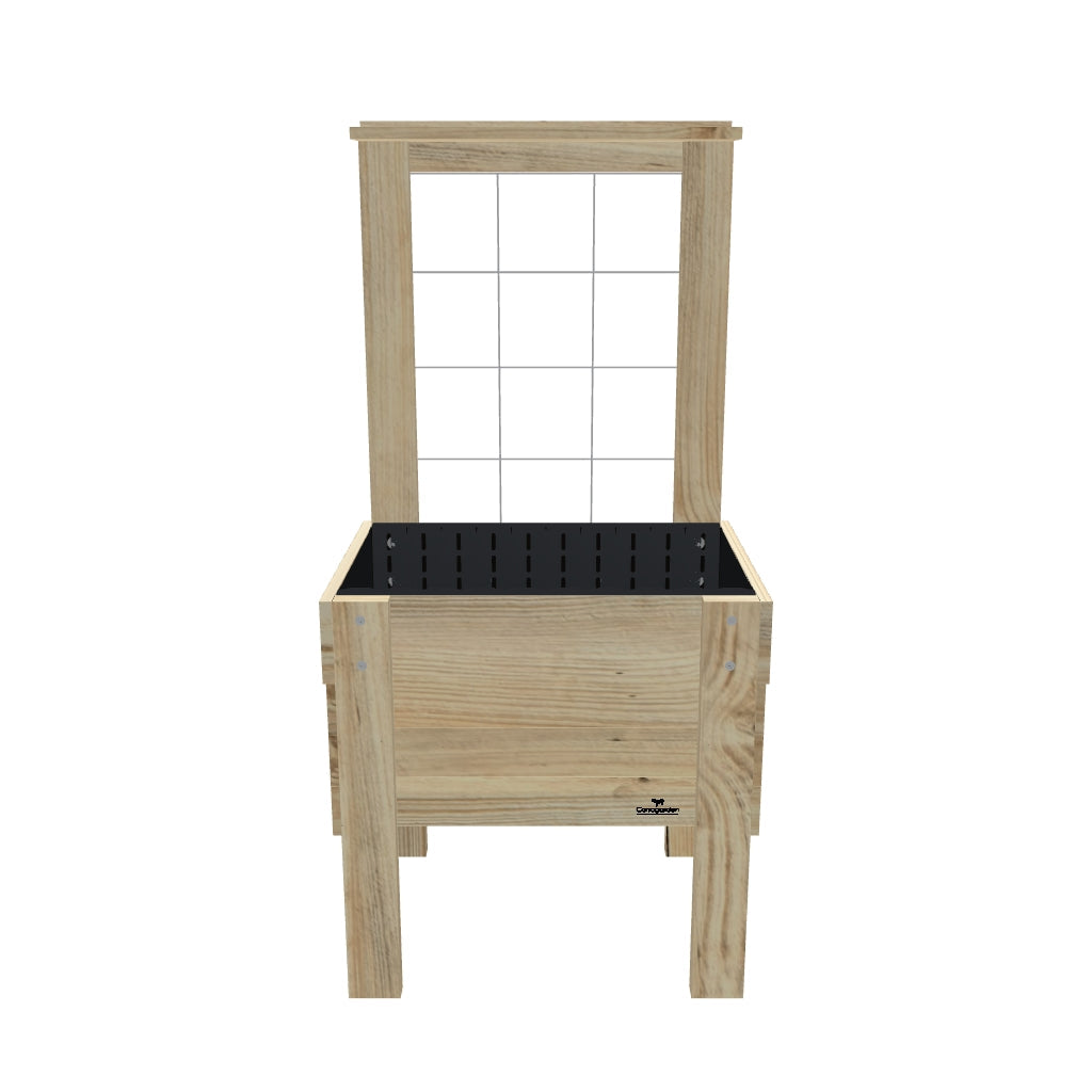 COMPACT Raised Garden Bed with Trellis & Pot Shelf Kit, 41cm — elevated timber raised garden bed on legs — 3D model