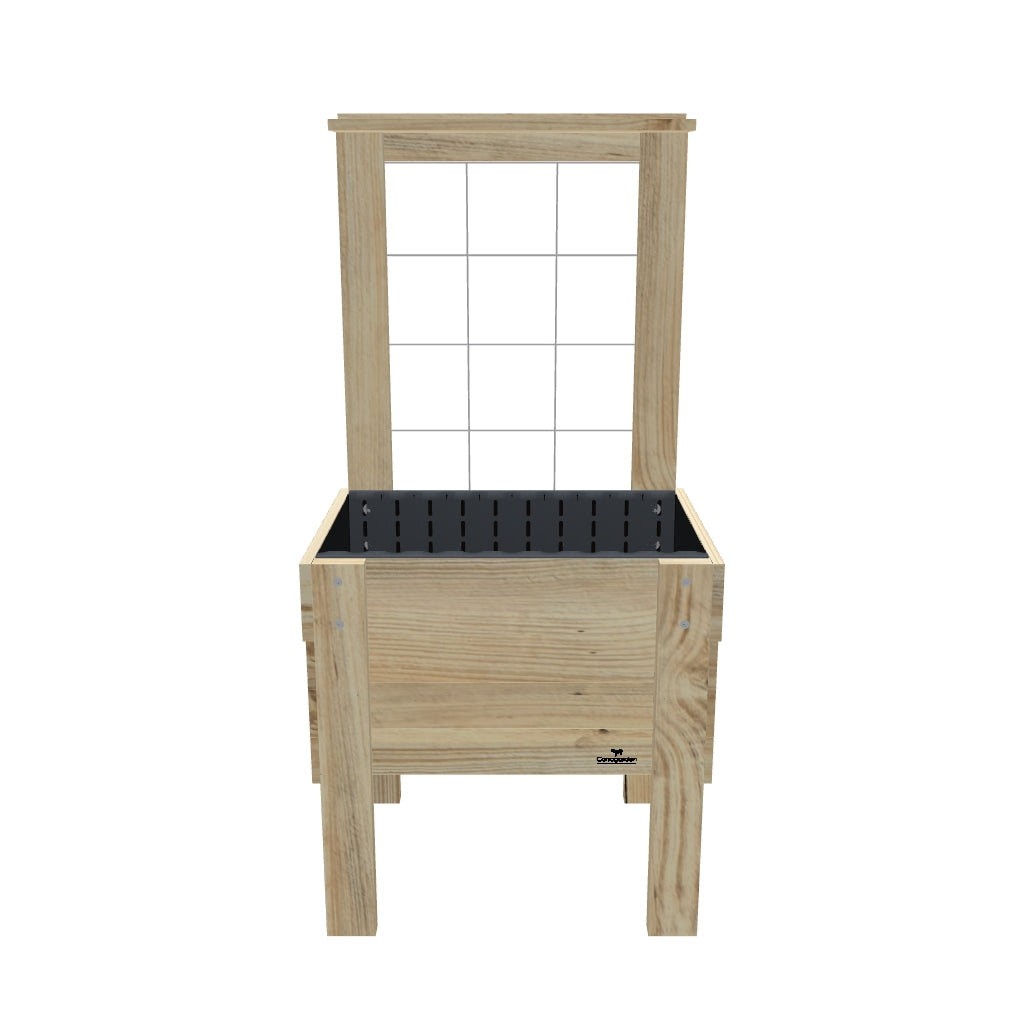 COMPACT Raised Garden Bed with Trellis & Pot Shelf Kit, 41cm — elevated timber raised garden bed on legs — 3D model