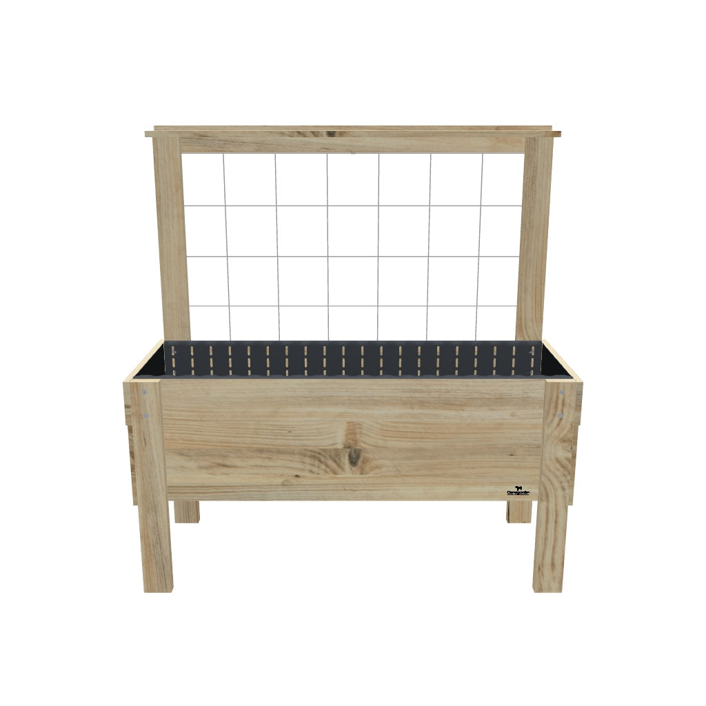LARGE Raised Garden Bed with Trellis & Pot Shelf Kit, 41cm — elevated timber raised garden bed on legs — 3D model
