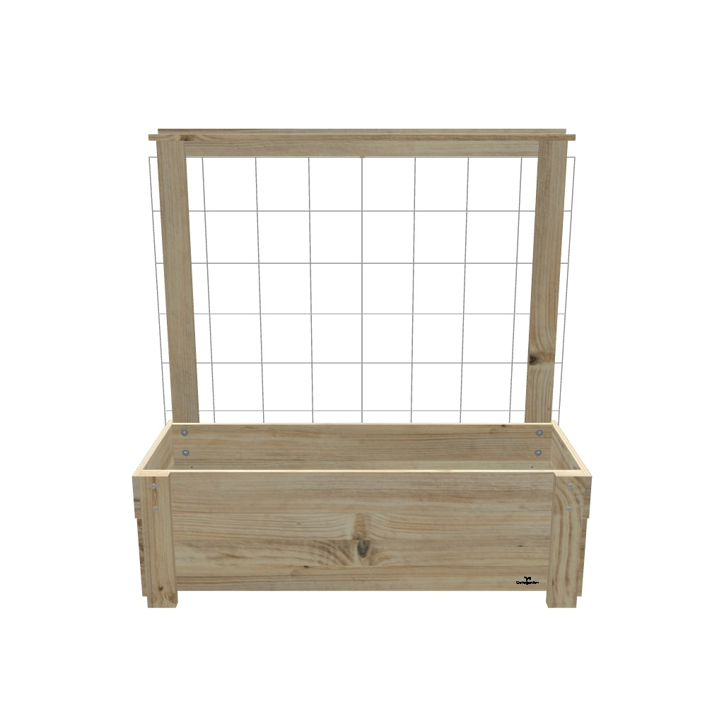 Large Slatted Raised Planter Box With Trellis on Legs, 50cm high — elevated timber planter box on legs — 3D model