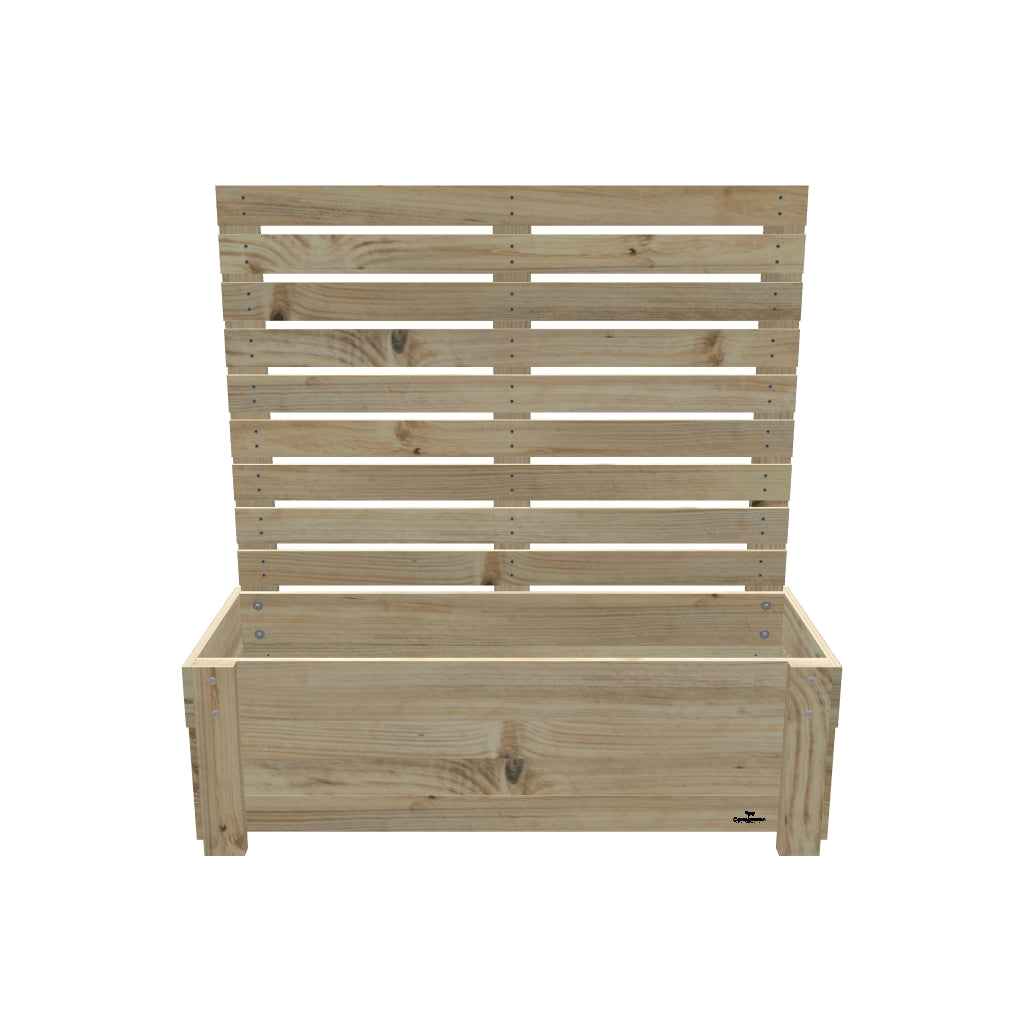 LARGE Planter Box with Trellis & Pot Shelf, 33cm (Slatted Base) / Privacy Screen 1.6m — elevated timber planter box on legs — 3D model