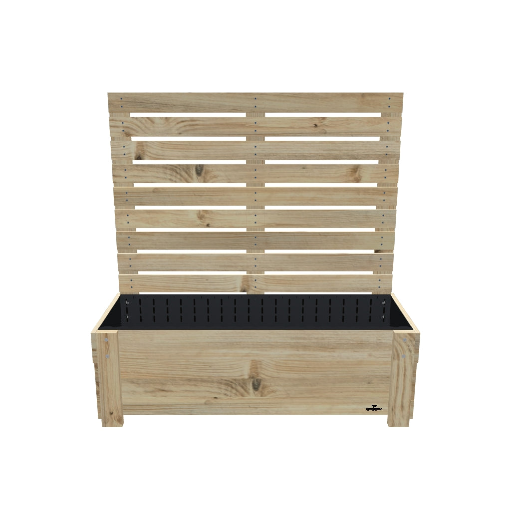 LARGE Planter Box with Trellis & Pot Shelf, 41cm / Privacy Screen 1.6m — elevated timber planter box on legs — 3D model
