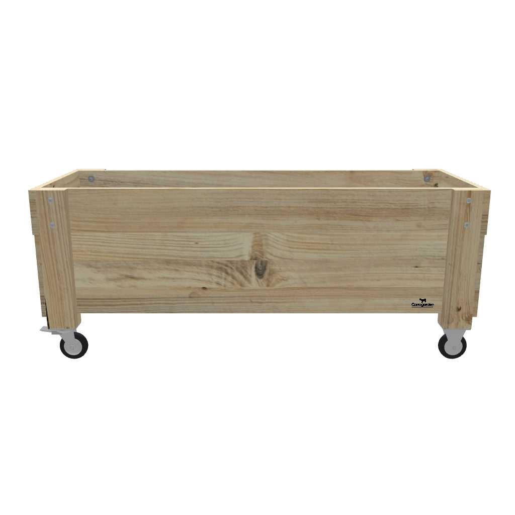 LARGE Planter Box on Wheels, 33cm (Slatted Base) — portable timber planter box on castors — 3D model