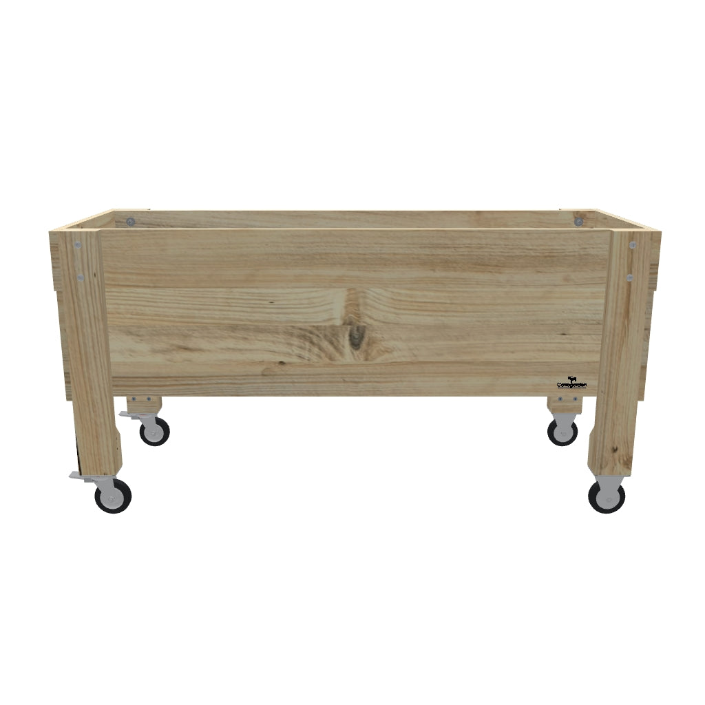 LARGE Raised Garden Bed on Wheels, 33cm (Slatted Base) — portable timber raised garden bed on castors — 3D model