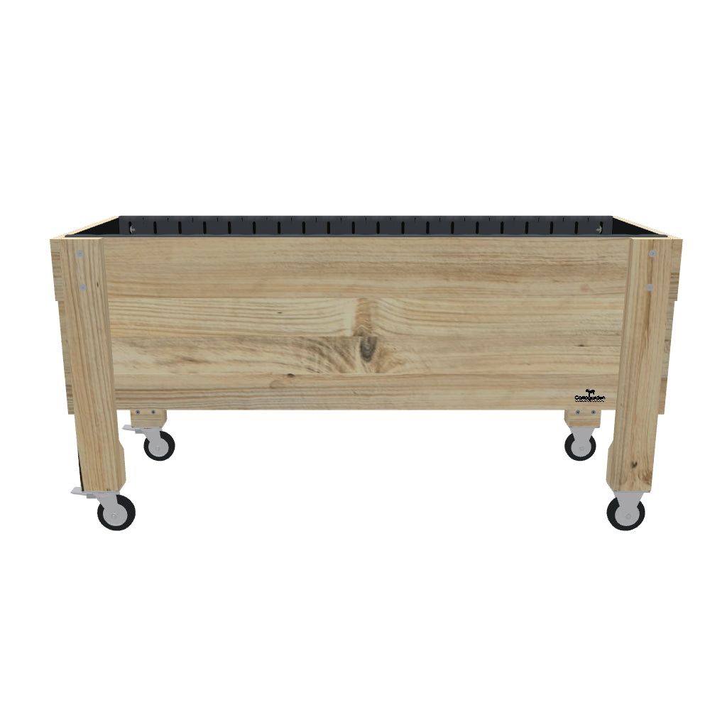 LARGE Raised Garden Bed on Wheels, 41cm — portable timber raised garden bed on castors — 3D model