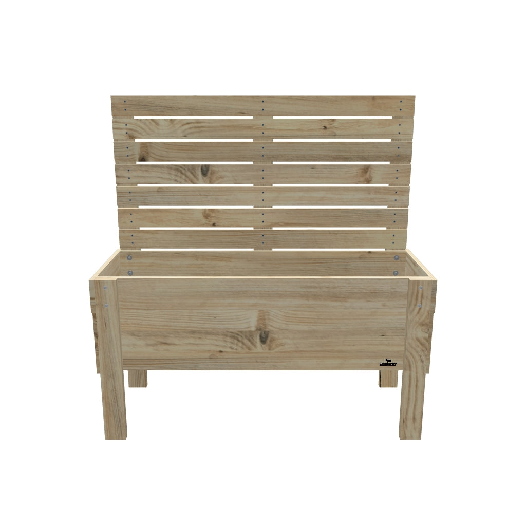 LARGE Raised Garden Bed with Privacy Screen or Trellis & Pot Shelf, 33cm (Slatted Base) / Privacy Screen 1.6m — elevated timber raised garden bed on legs — 3D model