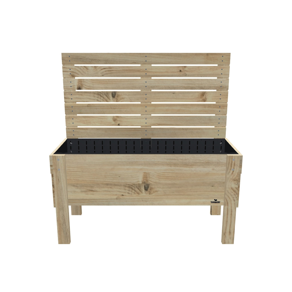 LARGE Raised Garden Bed with Privacy Screen or Trellis & Pot Shelf, 41cm / Privacy Screen 1.6m — elevated timber raised garden bed on legs — 3D model