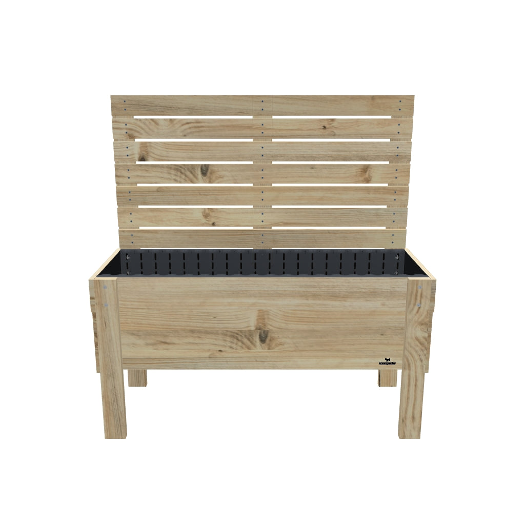 LARGE Raised Garden Bed with Privacy Screen or Trellis & Pot Shelf, 41cm / Privacy Screen 1.6m — elevated timber raised garden bed on legs — 3D model