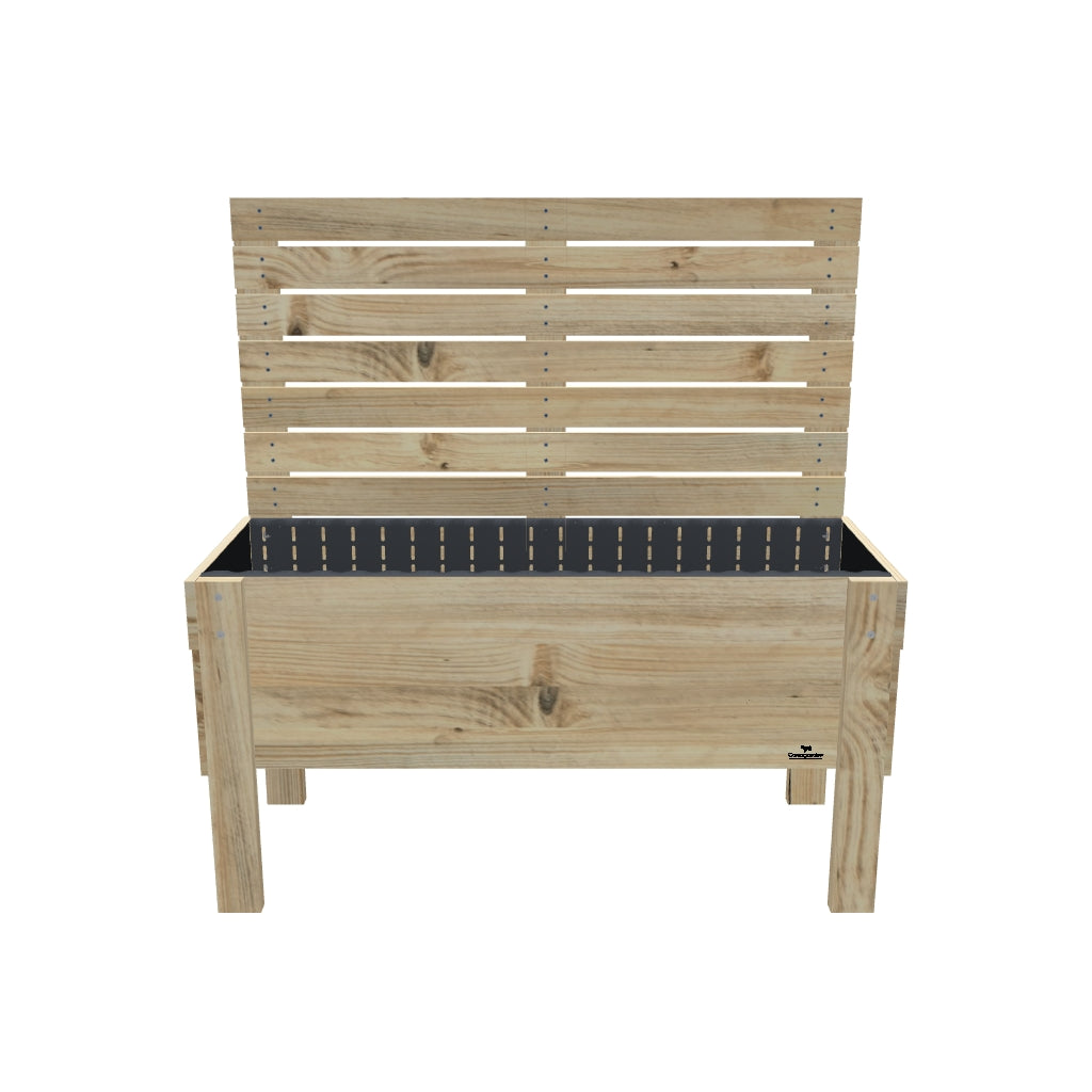 LARGE Raised Garden Bed with Privacy Screen or Trellis & Pot Shelf, 41cm / Privacy Screen 1.6m — elevated timber raised garden bed on legs — 3D model
