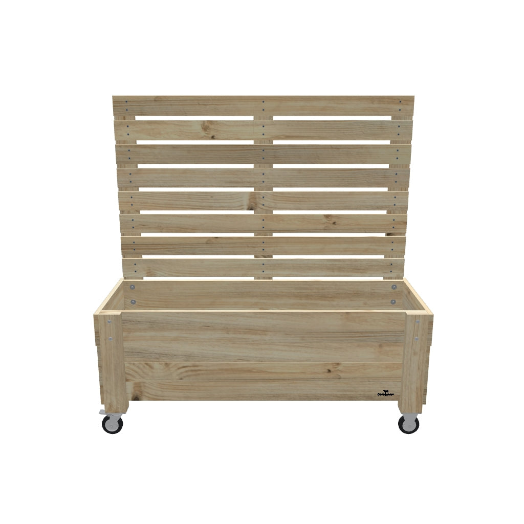 LARGE Planter Box with Trellis, Pot Shelf & Wheels, 33cm (Slatted Base) / Privacy Screen 1.6m — portable timber planter box on castors — 3D model