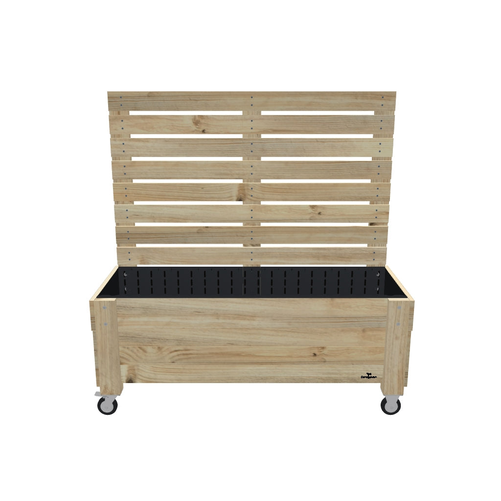 LARGE Planter Box with Trellis, Pot Shelf & Wheels, 41cm / Privacy Screen 1.6m — portable timber planter box on castors — 3D model