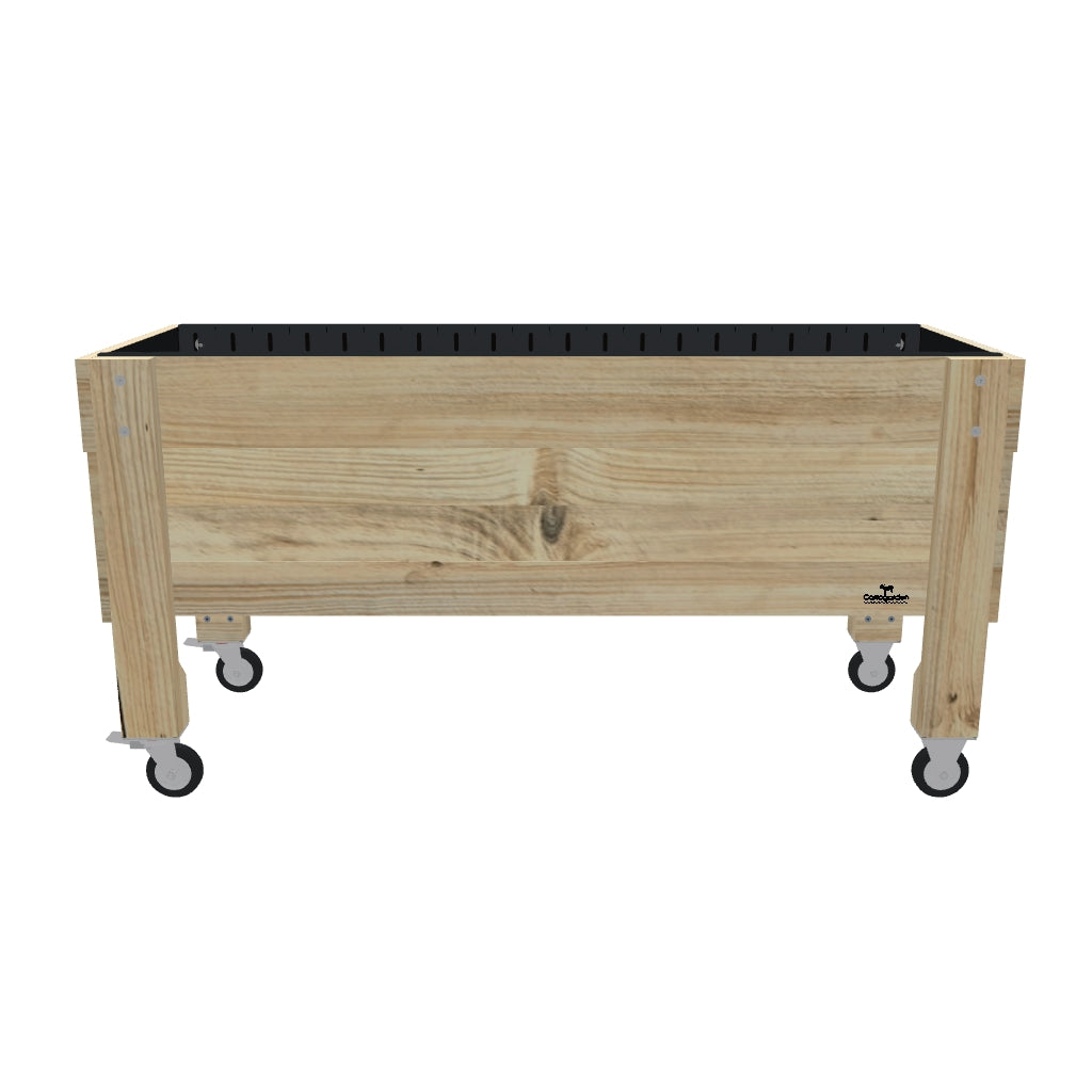 Large Raised Garden Bed with Wheels Kit - 157x60x80cm(h), 41cm — portable timber raised garden bed on castors — 3D model