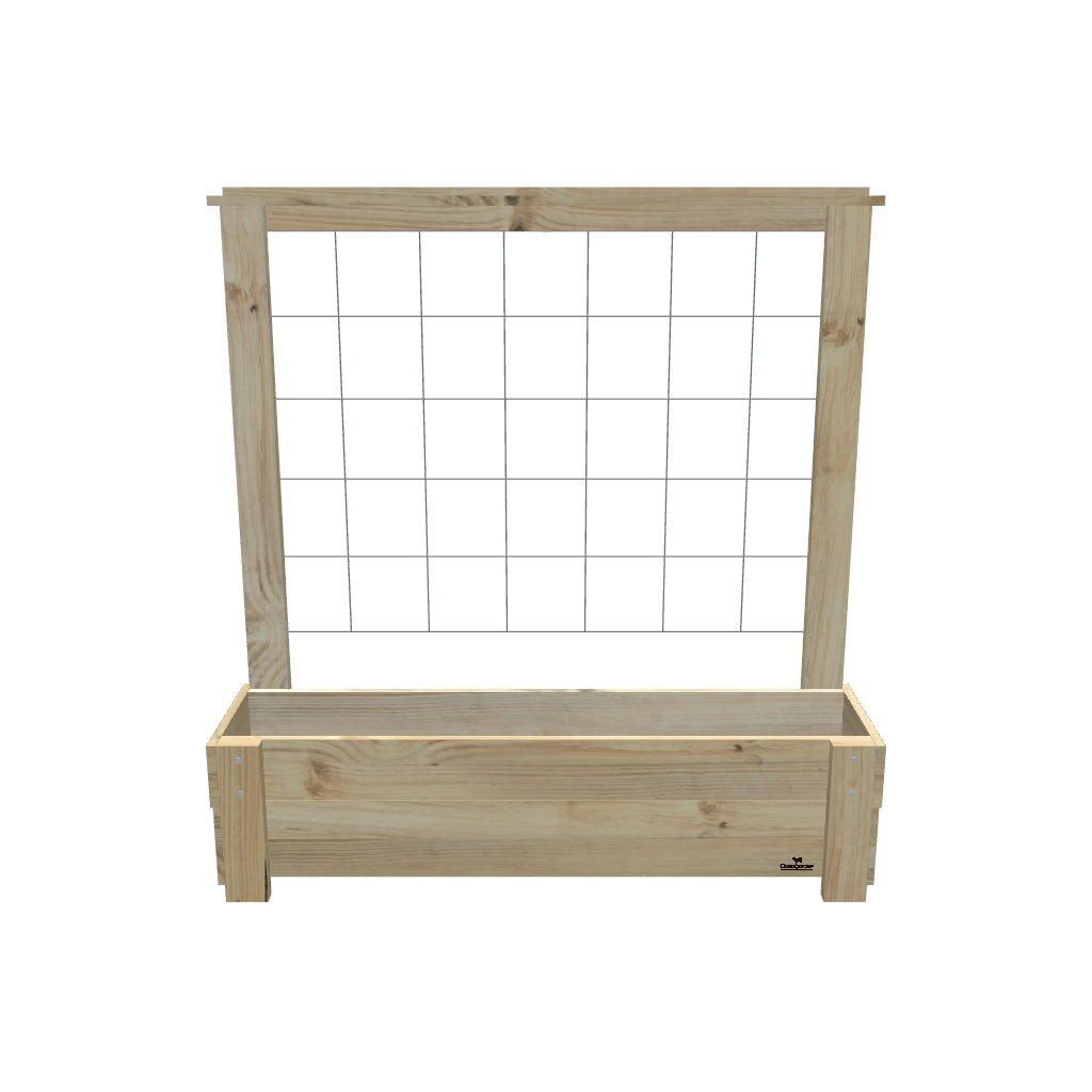 Slimline Planter Box with Trellis, Large (2 Troughs) / Low 40cm + Trellis — elevated timber planter box on legs — 3D model