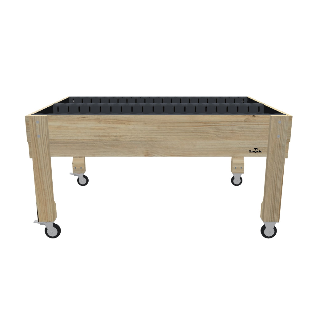 Wide Raised Garden Bed Kit - 80cm high, 80cm high 23cm deep with wheels — portable timber raised garden bed on castors — 3D model