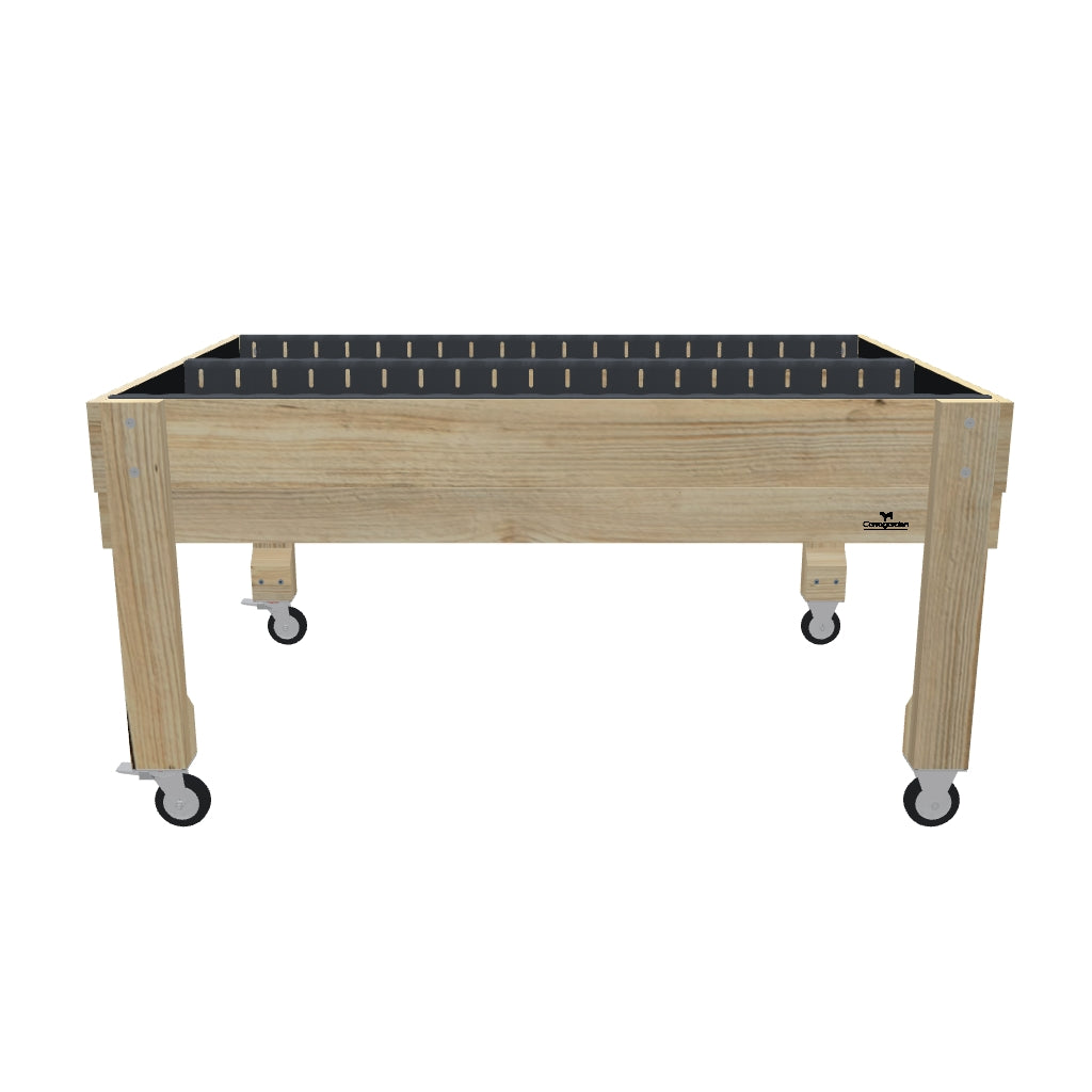 Wide Raised Garden Bed Kit - 80cm high, 80cm high 23cm deep with wheels — portable timber raised garden bed on castors — 3D model