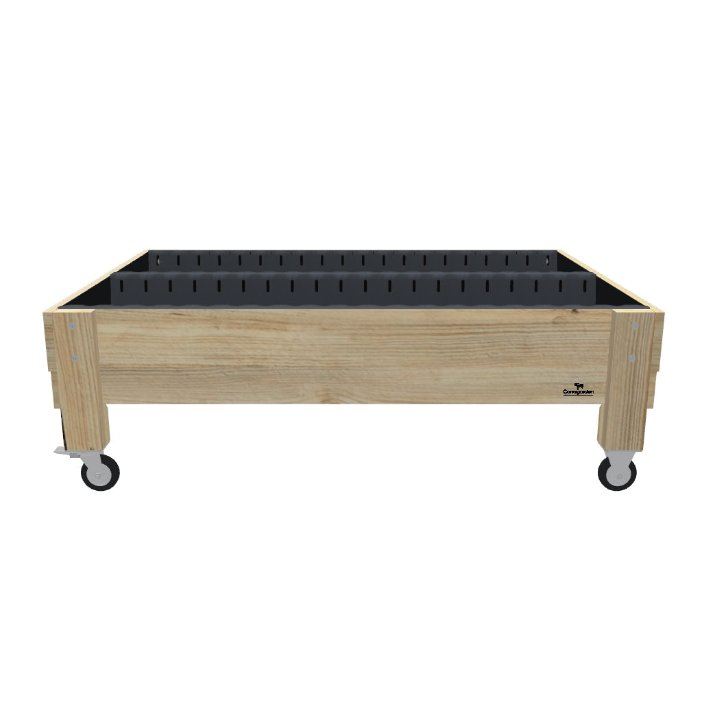 Wide Planter Boxes on Legs - 50cm high, 50cm high 23cm deep with wheels — portable timber planter box on castors — 3D model