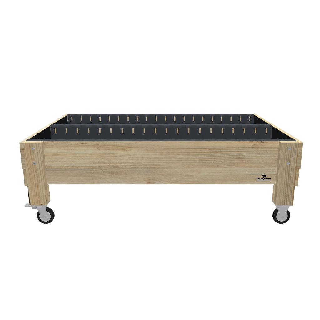 Wide Planter Boxes on Legs - 50cm high, 50cm high 23cm deep with wheels — portable timber planter box on castors — 3D model