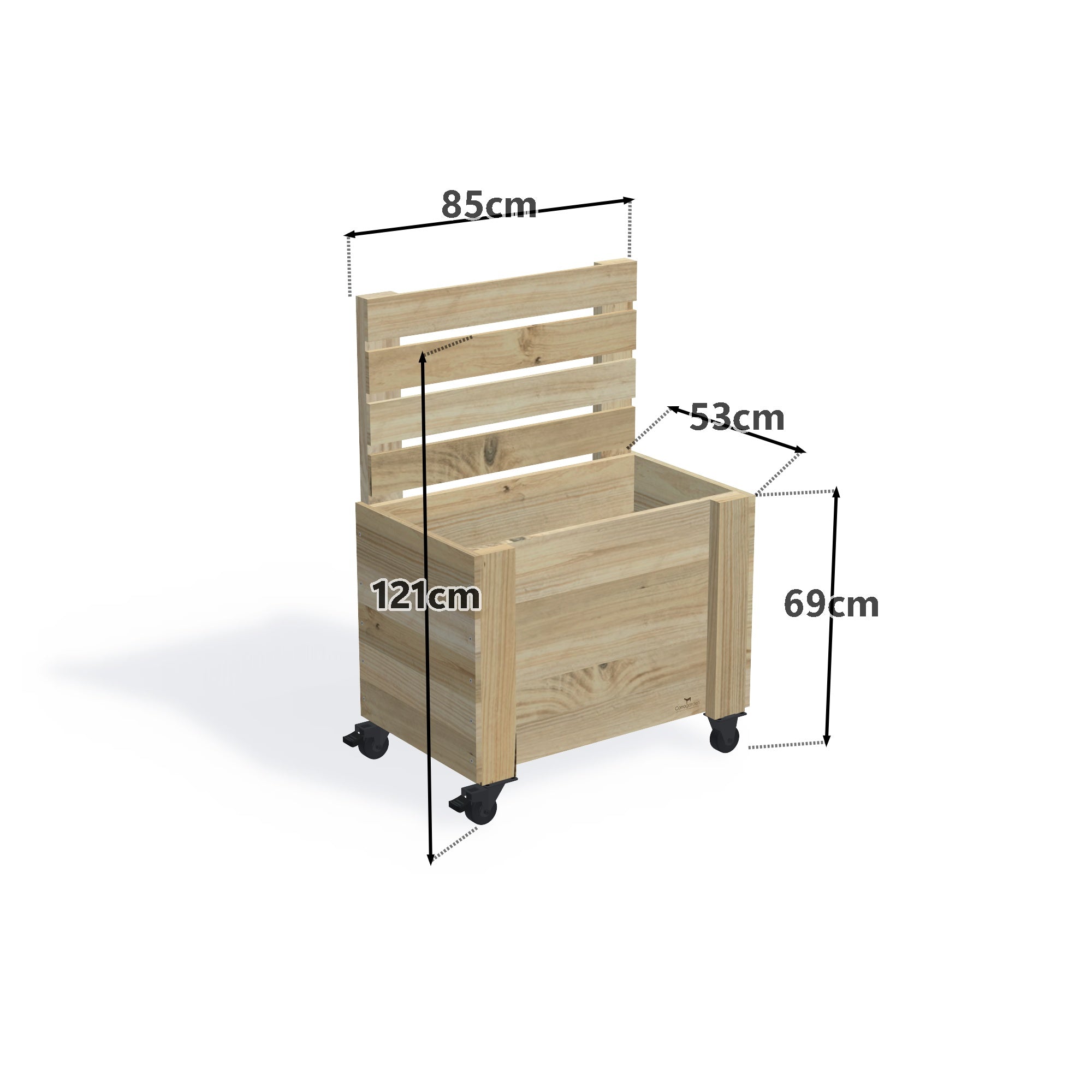 Privacy Screen Planter Box (draft), 2 Pot (85cm) / Cafe Barrier (1.1m) / With Castors — timber planter boxe, dimensions labelled