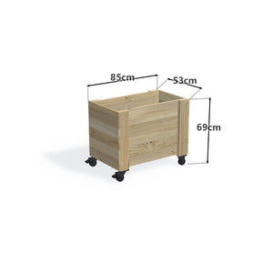 Privacy Screen Planter Box (draft), 2 Pot (85cm) / No Screen (58cm) / With Castors — timber planter boxe, dimensions labelled