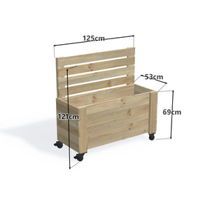 Privacy Screen Planter Box (draft), 3 Pot (125cm) / Cafe Barrier (1.1m) / With Castors — timber planter boxe, dimensions labelled