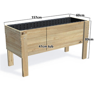 Large Raised Garden Bed Kit - 157x60x80cm(h), 41cm — timber garden bed, dimensions labelled