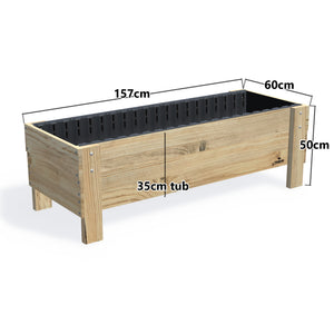 LARGE Planter Box, 35cm — timber garden bed, dimensions labelled