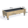 LARGE Planter Box on Wheels, 23cm — timber garden bed, dimensions labelled