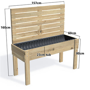 LARGE Raised Garden Bed with Trellis & Pot Shelf, Privacy Screen 1.6m / 23cm — timber garden bed, dimensions labelled