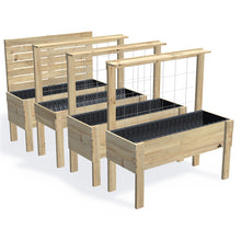 LARGE Raised Garden Bed with Trellis & Pot Shelf - Timber 157x60x80cm(h)