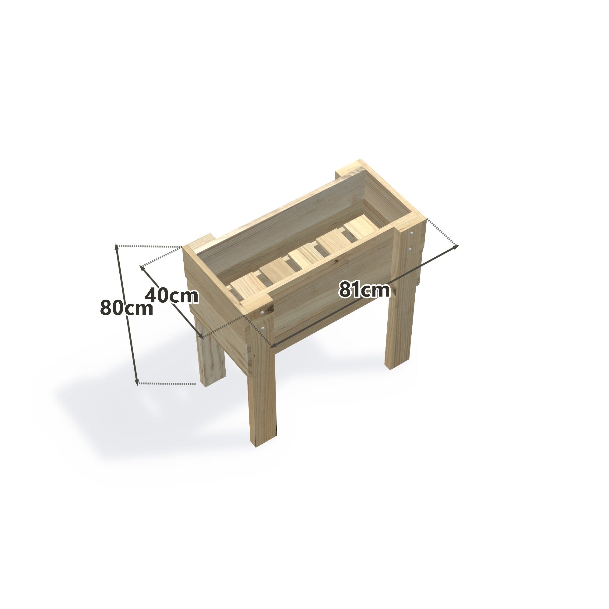 Slimline Planter Box with Trellis, Compact (1 Trough) / High 80cm — timber planter boxe, dimensions labelled