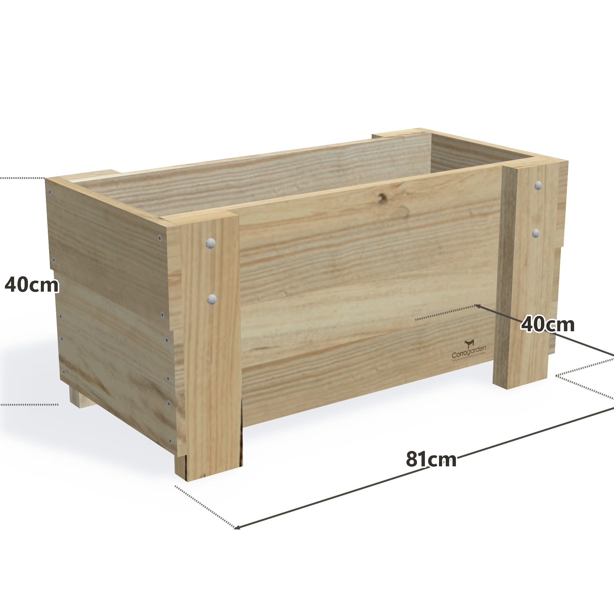 Slimline Planter Box with Trellis, Compact (1 Trough) / Low 40cm — timber planter boxe, dimensions labelled