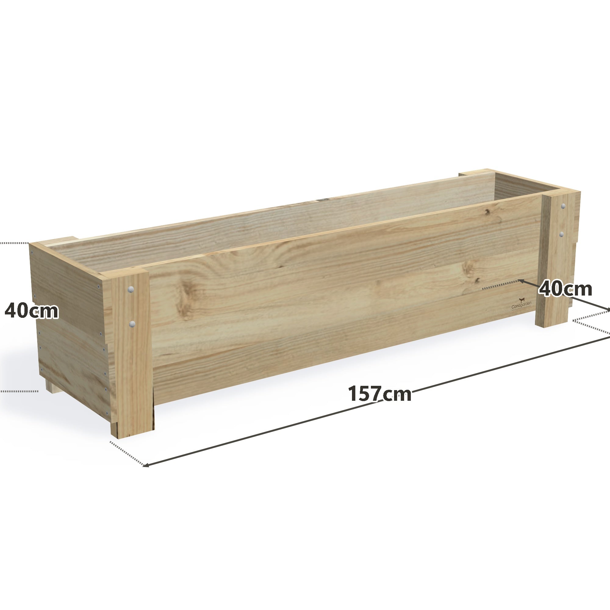Slimline Planter Box with Trellis, Large (2 Troughs) / Low 40cm — timber planter boxe, dimensions labelled