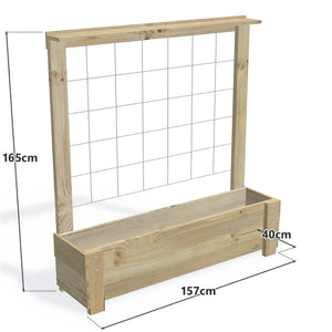 Slimline Planter Box with Trellis, Large (2 Troughs) / Low 40cm + Trellis — timber planter boxe, dimensions labelled