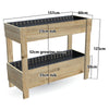 Two-Tier Vertical Garden Bed Kit - space saving timber raised planter, Large 157 x 60cm, 35cm bottom tub, 23cm top tub, 50cm and 125cm planting heights, 52cm growing room - 157 x 60 x 125cm, dimensions labelled