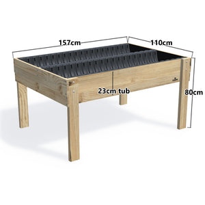 Wide Raised Garden Bed Kit - 80cm high, 80cm high 23cm deep — timber garden bed, dimensions labelled