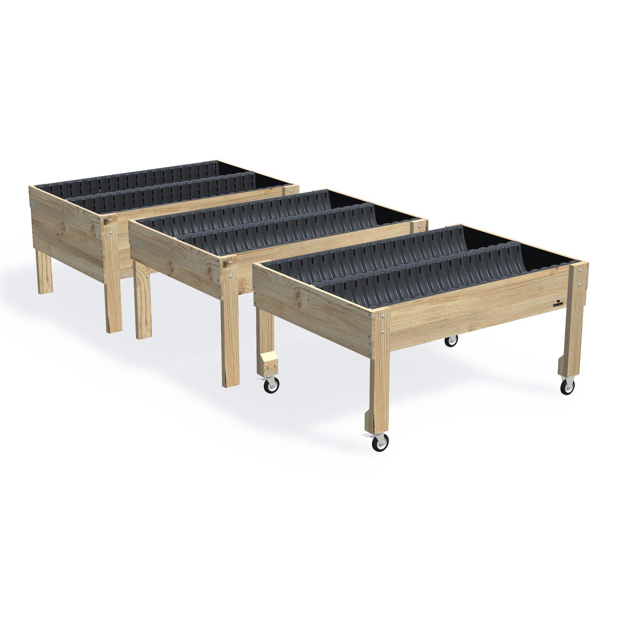 Wide Raised Garden Bed Kit - 80cm high — the full range of timber garden beds, shown together