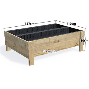 Wide Planter Boxes on Legs - 50cm high, 50cm high 35cm deep — timber garden bed, dimensions labelled