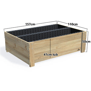 Wide Planter Boxes on Legs - 50cm high, 50cm high 41cm deep — timber garden bed, dimensions labelled