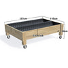 Wide Planter Boxes on Legs Kits - 50cm high, 50cm high 23cm deep with wheels — timber garden bed, dimensions labelled