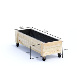 LARGE Planter Box on Wheels - Timber 157x60x50cm(h)