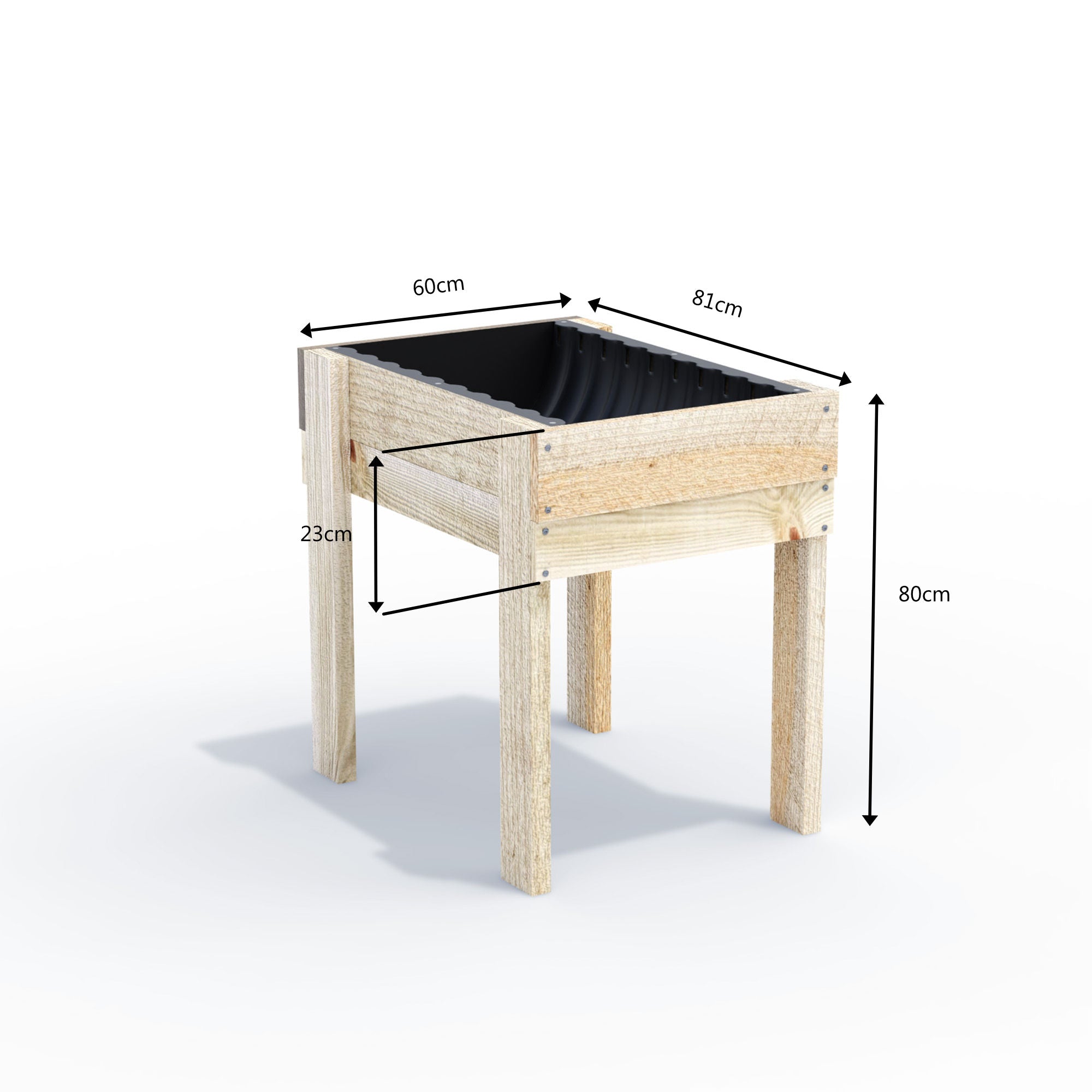 COMPACT Raised Garden Bed on Legs - Timber 81x60x80cm(h)